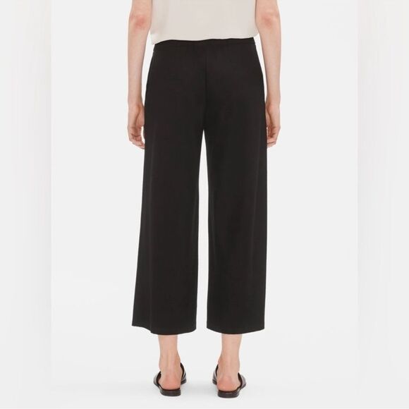 Eileen Fisher System Lightweight Stretch Crepe Wide-leg Pant in Black Size 12 - Picture 3 of 10